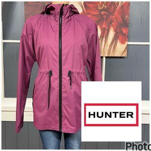 Hunter Original Hooded Rain Jacket Packable Women's Medium Lightweight Full Zip
